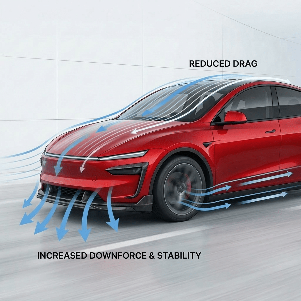 Carbon Fiber Front Lip Splitterc for Model Y Juniper / Model YL - High Performance Exterior Upgrade