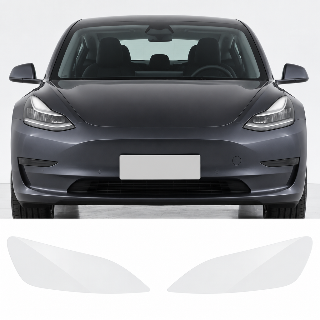 Pre-Cut TPU Headlight Protection Film for Model 3 | Clear, Smoked & Photochromic