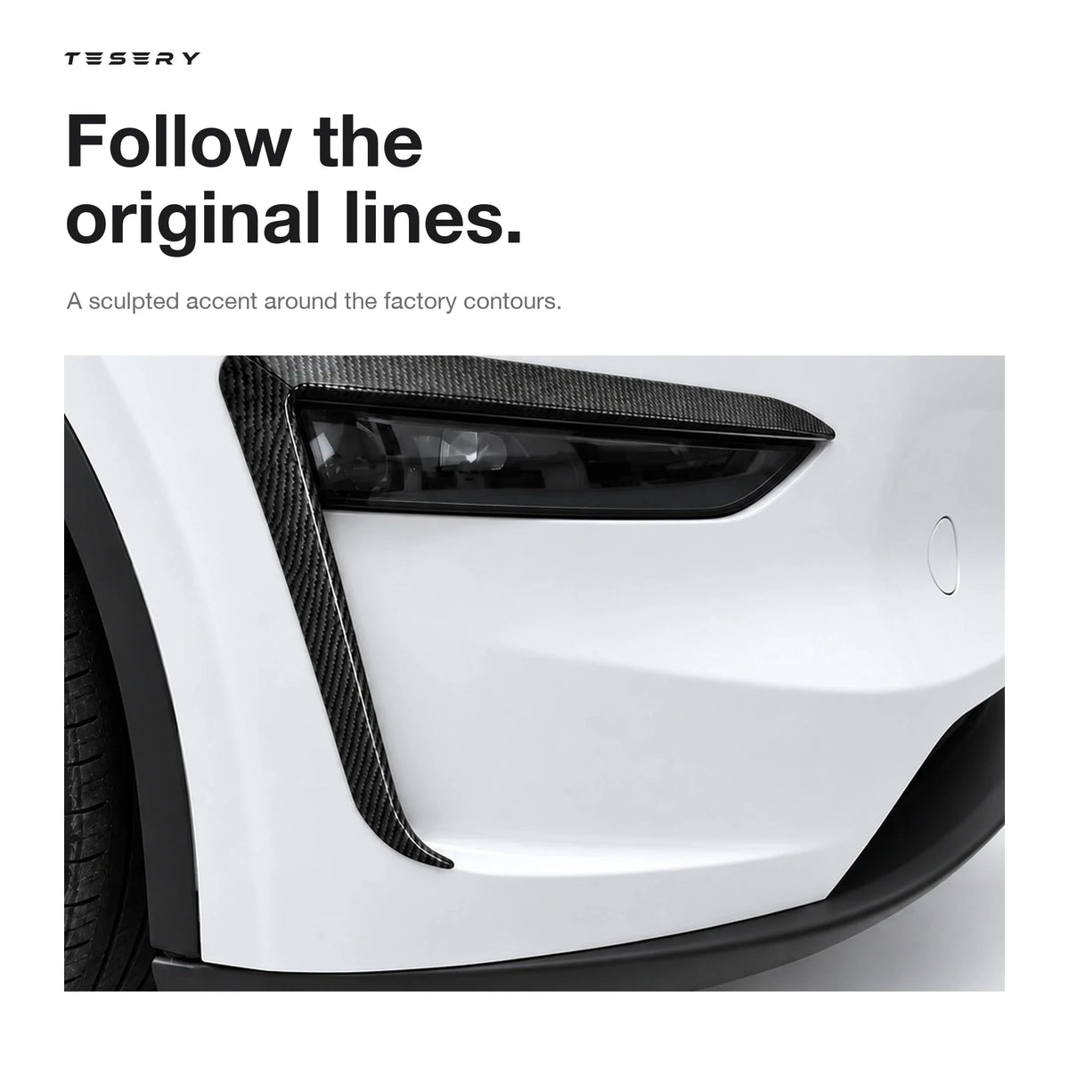 ABS Split Front Fog Light Bezel Cover for Model Y Juniper & YL 6-Seater