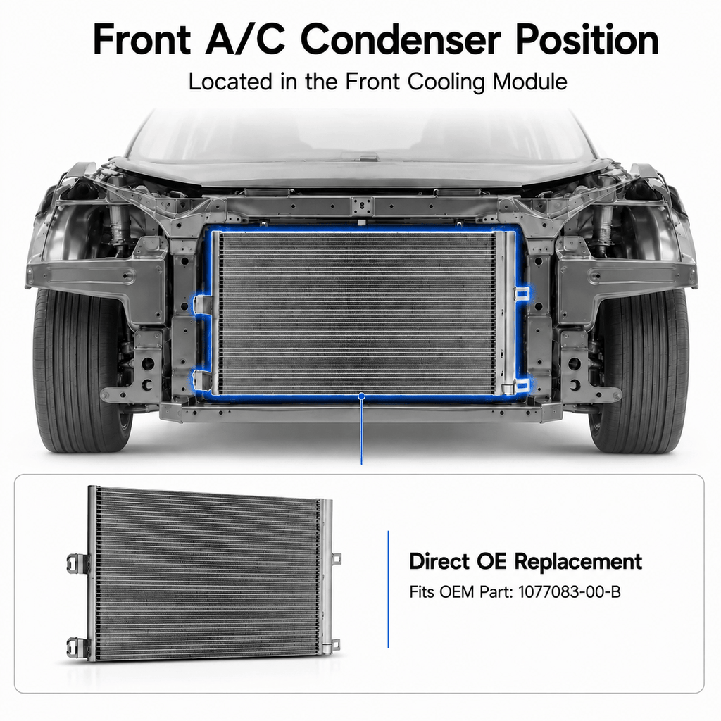 A/C Condenser for Tesla Model 3 2017–2020 (1077083-00-B)