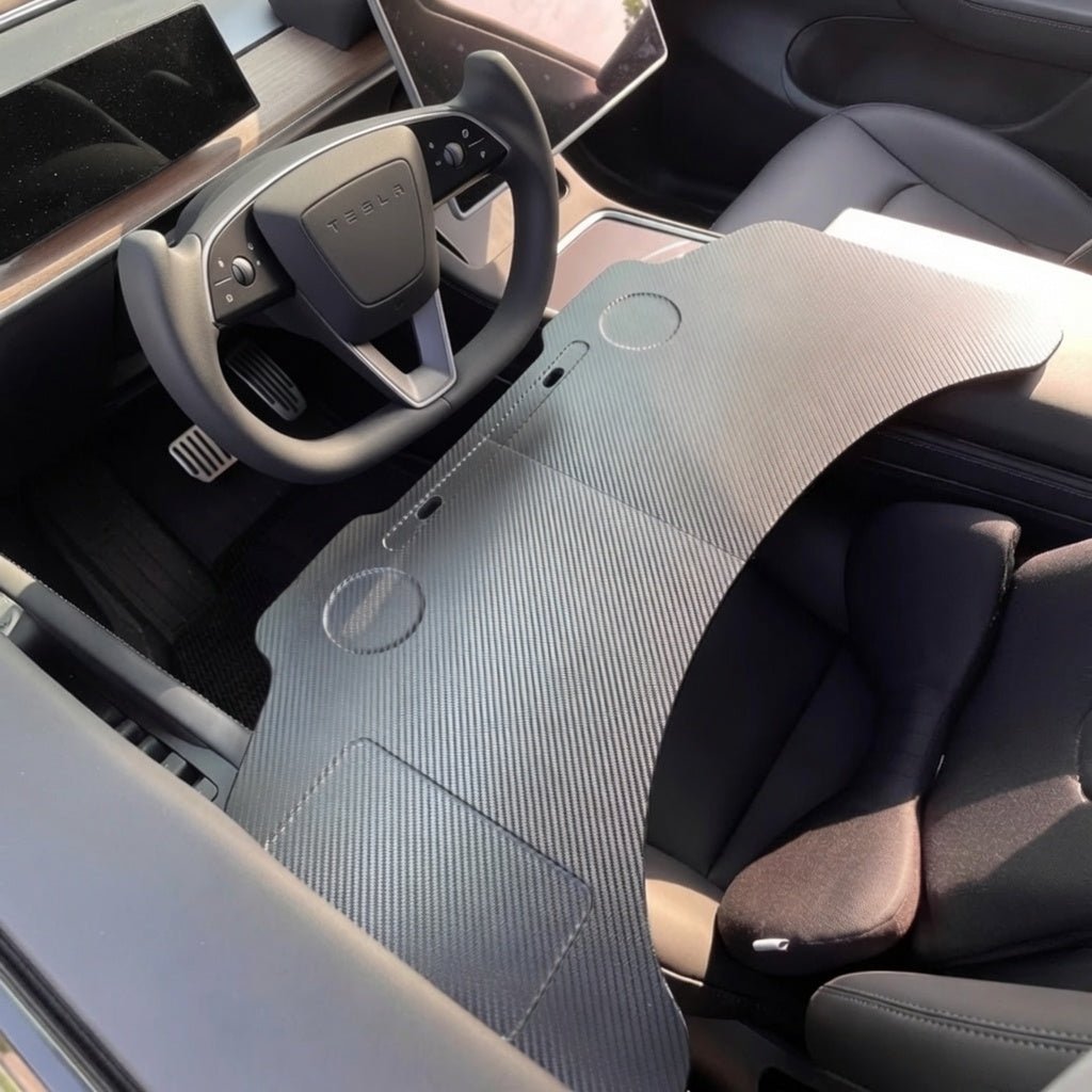 Carbon Fiber Pattern Foldable Working Tray Table for Model 3 Highland & Model Y Juniper | ABS