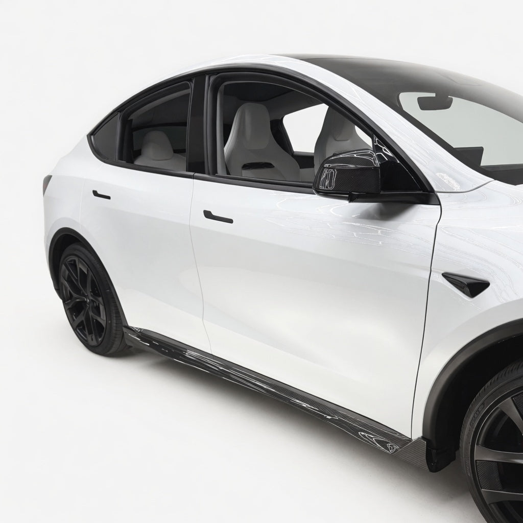 Dry Carbon Fiber Side Skirts for Model Y Juniper  - High Performance Exterior Upgrade