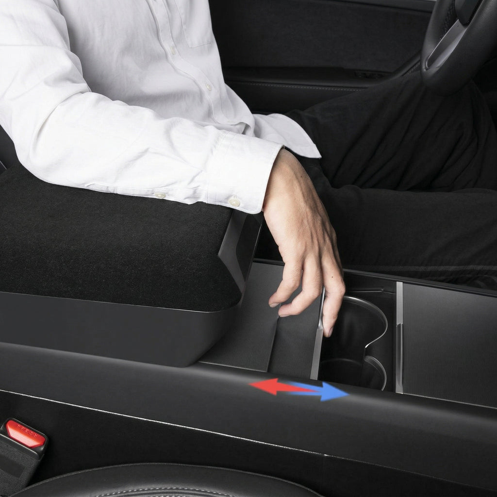 Center Console Armrest Riser with Hidden Sliding Storage for Model 3 Highland & Model Y Juniper