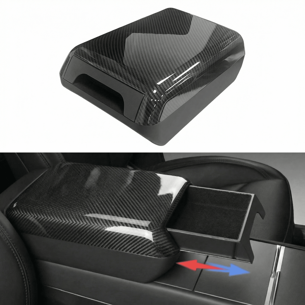 Center Console Armrest Riser with Hidden Sliding Storage for Model 3 Highland & Model Y Juniper