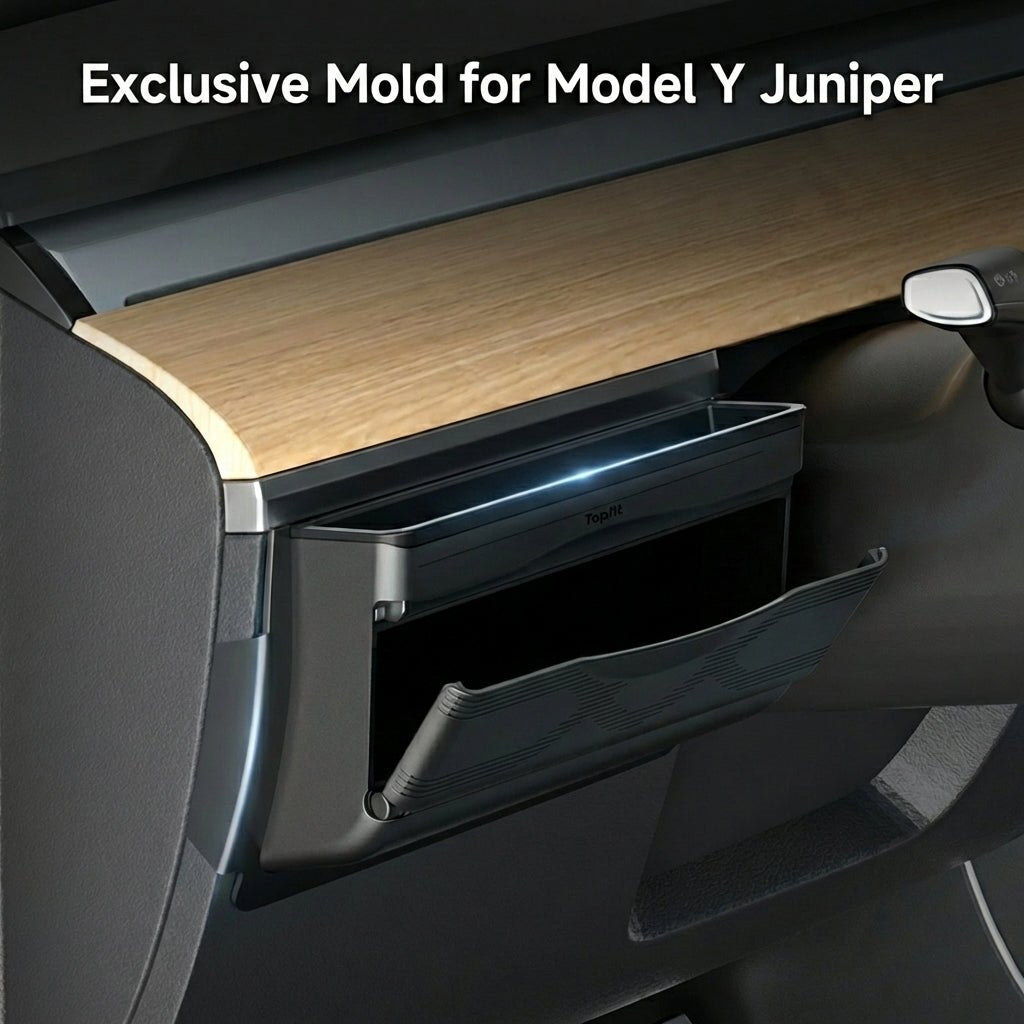 Dashboard Side Organizer for Tesla Model Y Juniper 2025+ LHD – Mini Glove Box Storage