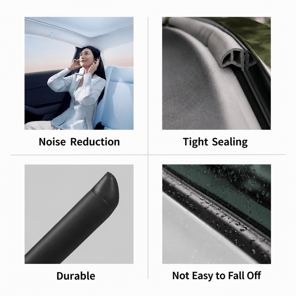 Dual-Channel Soundproofing Seal Strip Noise Reduction for Tesla Model Y & Model 3