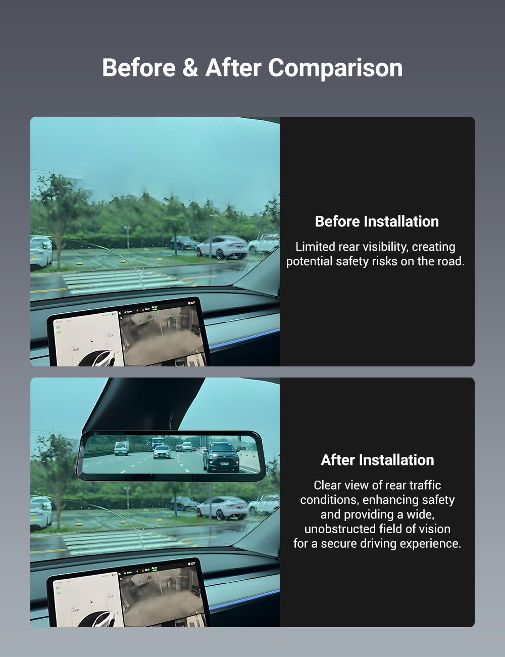 Flash Sale: Streaming Rearview Mirror Recorder for 9″ Model 3 Highland 丨Single Camera
