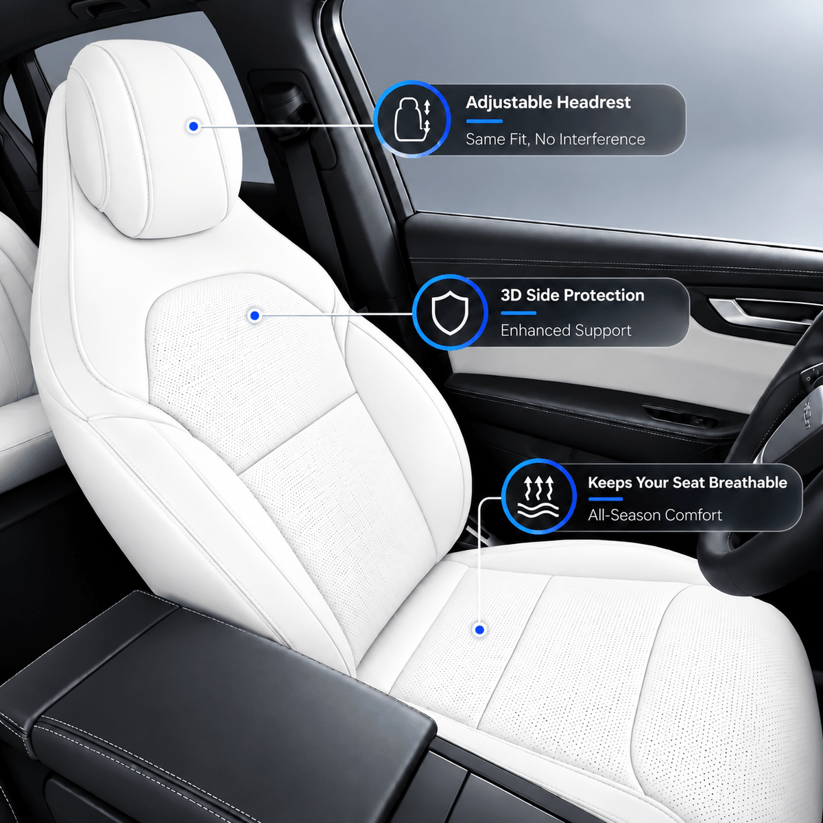 TESERY Leather Seat Covers for Tesla Model YL 6-Seater